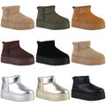 Damen Warm Gefütterte Plateau Boots Profil-Sohle Winter Schuhe 840609 Mode