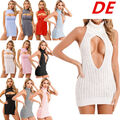 DE Damen Bodycon Minikleid Sexy Rückenfrei Partykleider Bleistiftkleid Clubwear