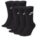 NIKE Unisex 6er Pack Sportsocken - Everyday, Essential Crew, einfarbig Schwar...