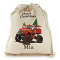 Personalisiert Weihnachten Sack, Weihnachtsmann Monster Truck Eve Strumpf