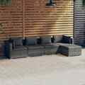 5-tlg. Garten-Lounge-Set mit Kissen Poly Rattan Grau