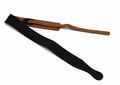 Gitarrengurt Black Basic Leder Riemen Guitar Strap Ledergurt schwarz E-Gitarre