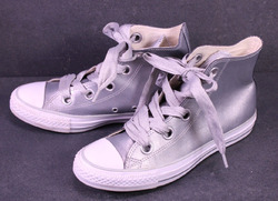 Converse All Star Hi Chucks Sneaker Gr. 38 silber weiß Leder Big Eyelets BC290