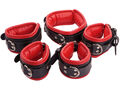 Bondage Manschetten Set Lederfesseln gepolstert rot schwarz Leder Fesseln Nr6999