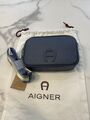 AIGNER NORA Tasche Kameratasche Crossbody Blau. Leder NEU!