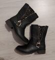 Forever Stiefelette Boots Glitzer Schnalle Reißverschluss schwarz Gr.38