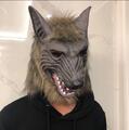 Erwachsene Großer Böser Wolf Werwolf Tier Gummi Overhead Maske Halloween Kostüm