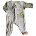 🚼⚧️ Baby Schlafanzug Babyclub|Pyjama weiß-grau gestreift+grün-orange+Pr.|Gr. 62