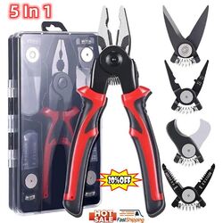 5 In 1 Replaceable Multifunctional Pliers Set Steel Wire Plier Wire Stripper NEW