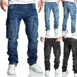 Herren Sweathose in Stretch Denim Männer Cargo Jogging Jeans 7026