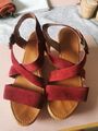 Sommersandalen mit Keilabsatz Bordeaux rot, Gr. 38 Top!