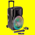 BASS-BOX 800W LED-Soundanlage 15RGB Lautsprecher mobil 4,5Ah-Akku+ FB+Funk-Mikro