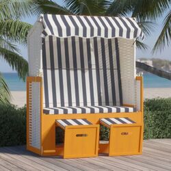 Strandkorb Premium Volllieger Ostsee Gartenliege Sonneninsel Poly-Rattan 2 Sitze