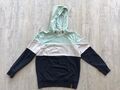 Pullover mit Kapuze, Hoodie gestreift Weiß, blau, Türkis Gr 146/152, wie NEU 