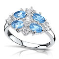 MATERIA Cocktailring Damen Ring mit Zirkonia blau weiß aus 925 Silber 16-20mm 