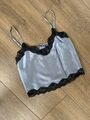 INTIMISSIMI Shirt Crop Top Seide mit Spitze blau Gr. S