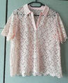 Spitzenbluse Bluse Rosa -  Kurzarm - Gr. 40