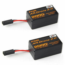 2x Leistungsstarke Batterie 2000 mAh 11,1V Für Parrot AR.Drone 2,0 Quadcopter