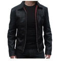 Herren Schwarz Lederjacke Schlicht Leder Freizeit Motorrad Stylisch Mantel Jacke