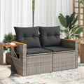 Gartensofa mit Kissen 2-Sitzer Sofa Terrassensofa Beige Poly Rattan vidaXL