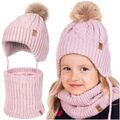 Kinder Winter Set Mütze  Schlauchschal Loopschal  Ohrenschützer  Bommelmütze