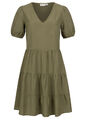 VILA Damen Kleid Leinen Dress 2 seitliche Eingriffstaschen olive grün B22050104	