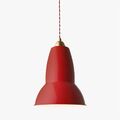 Deckenpendel groß rot mit Messing Anglepoise Original 1227