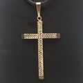 Glänzender Kreuz Gold Anhänger 585 14 Kt Gelbgold Jesus Glaube Unisex Wert 250,-