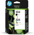 HP 304 Multipack Original Printer Cartridges (Black,Color) for HP DeskJet 2-pack