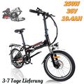 20 Zoll E-Bike,250W Elektrofahrrad Klapprad E-Bike Shimano 7-Gang Myatu