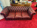 Kultmöbel Chesterfield 3er Clubsofa Echtledersofa Antik Oxblood Red