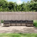 vidaXL 7-tlg. Garten-Lounge-Set mit Kissen Anthrazit Poly Rattan