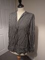  PETER HAHN  Houndstooth Damenshirt Bluse schwarz und beige Größe UK12