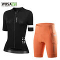 WOSAWE Damen MTB Bike Set Rennrad Trikots gepolsterte Shorts Sportbekleidung