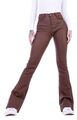 Damen Jeans Bootcut High Waist PUSH UP Leder-Optik Kunstlederhose Schlaghose 125