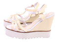 Alba Moda Sandaletten Keilbsatz Wedge Gr. 37 Plateau Lackleder creme weiß SH439