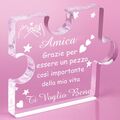 PulangRen Acrylblock Puzzleteil Graviert Freunde Spruch Geschenk Italienisch NEU