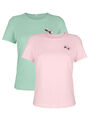 HARMONY Damen T-Shirts 2er-Pack 95% Baumwolle Jade/Rosé