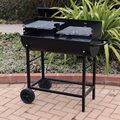 HALBTROMMELFASS STAHL BBQ ANTHRAZIT GARTENGRILL SCHWARZ VERSTELLBARER GRILL