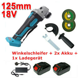 Für Makita Winkelschleifer 125mm Flex 18V Trennschleifer Schleifmaschine +2 Akku