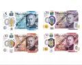 *KOMPLETTES SET* Brandneue King Charles Banknoten £5/£10/£20/£50 Eisen neuwertig!