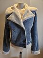 HOLISTER Neu JEANSJACKE gefüttert Puschel Denim Cropped mit Etikett