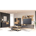 Wohnzimmer Leone 32 Wolfram Grey 5-teilig Highboard Lowboard Couchtisch LED