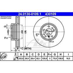 ATE 2x Bremsscheibe vorne 3320 belüftet für BMW X5 E53 X3 E83 24.0130-0109.1