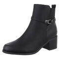 Damen Stiefeletten mit Dekoschnallen Ital-Design 0108 in Schwarz