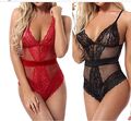 Sexy Reizwäsche Damen Body Dessous Erotik Negligee, Schwarz, Rot, Gr. S, M, L