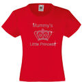 Mummy's kleine Prinzessin verziertes T-Shirt Strass/Diamanté Geschenk für Mädchen
