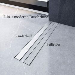 AICA Duschrinne Edelstahl Bodenablauf Ablaufrinne 2in1 Befliesbar & RandablaufGröße: 40-150cm / Designwahl / Zubehör /Qualität