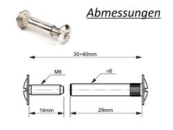 Ø8 / M6 - Schrank Verbindungsschraube Schrankverbinder Möbelverbinder Vernickelt