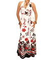 Neu Blumenmuster Rand Aufdruck Netz Maxi Kleid - Neckholder